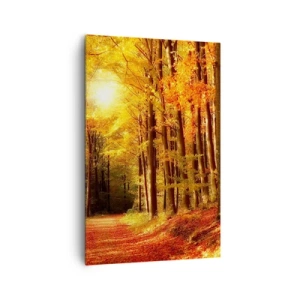 Obraz na plátne - Zlatá jeseň na lesnej ceste - 80x120 cm