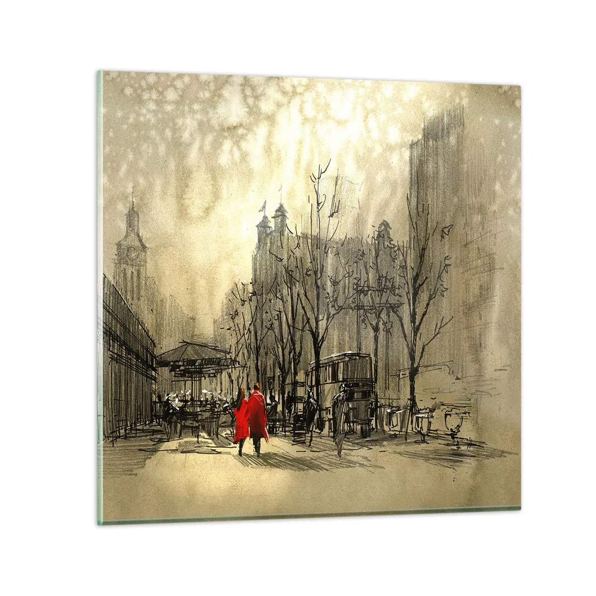 Obraz na skle - Rande v londýnskej hmle  - 30x30 cm