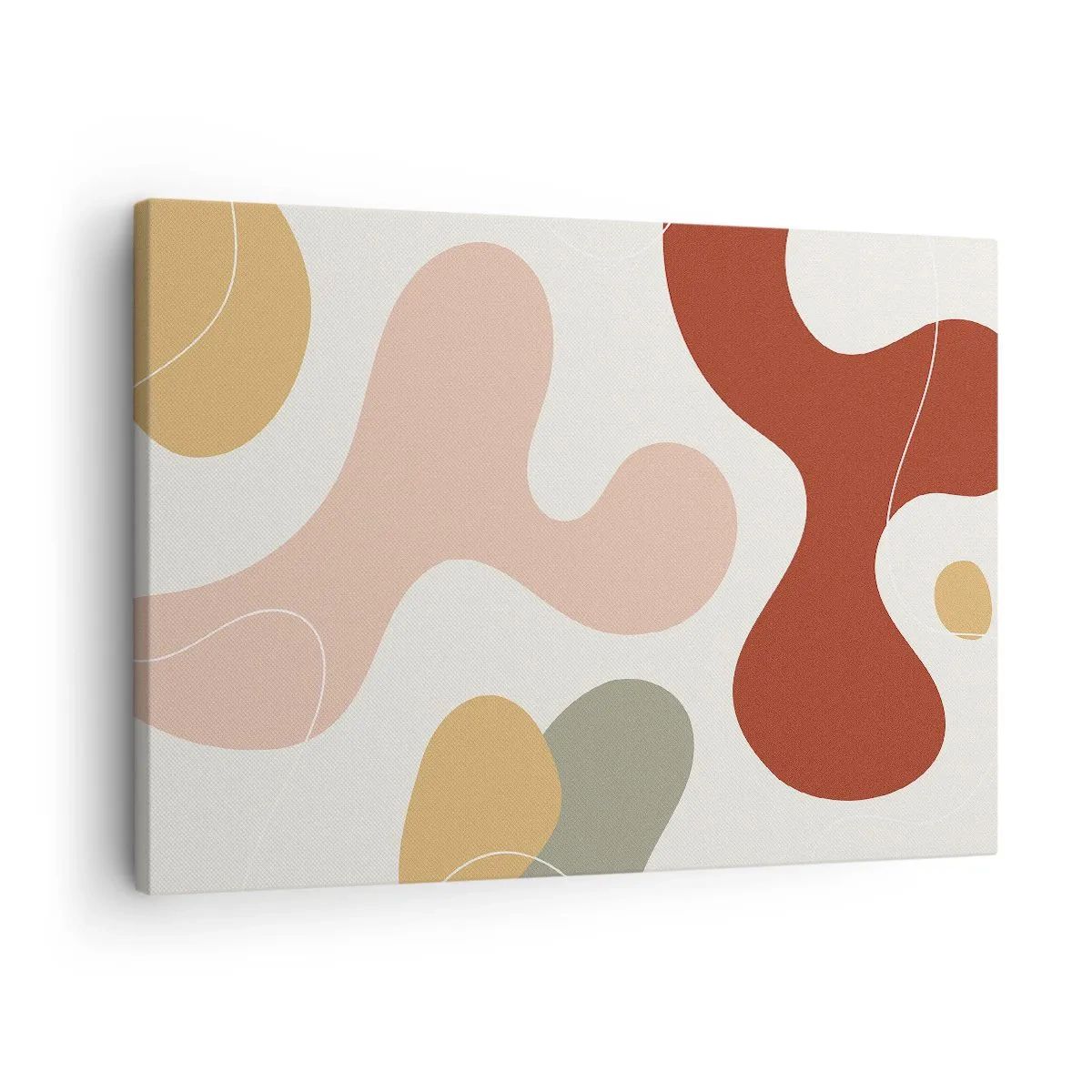 Obraz na plátne - Abstraktná kompozícia v pastelových odtieňoch s dynamickými tvarmi. - 70x50cm - Klikiháky - Moderná nástenná dekorácia do obývacej izby a spálne ARTTOR
