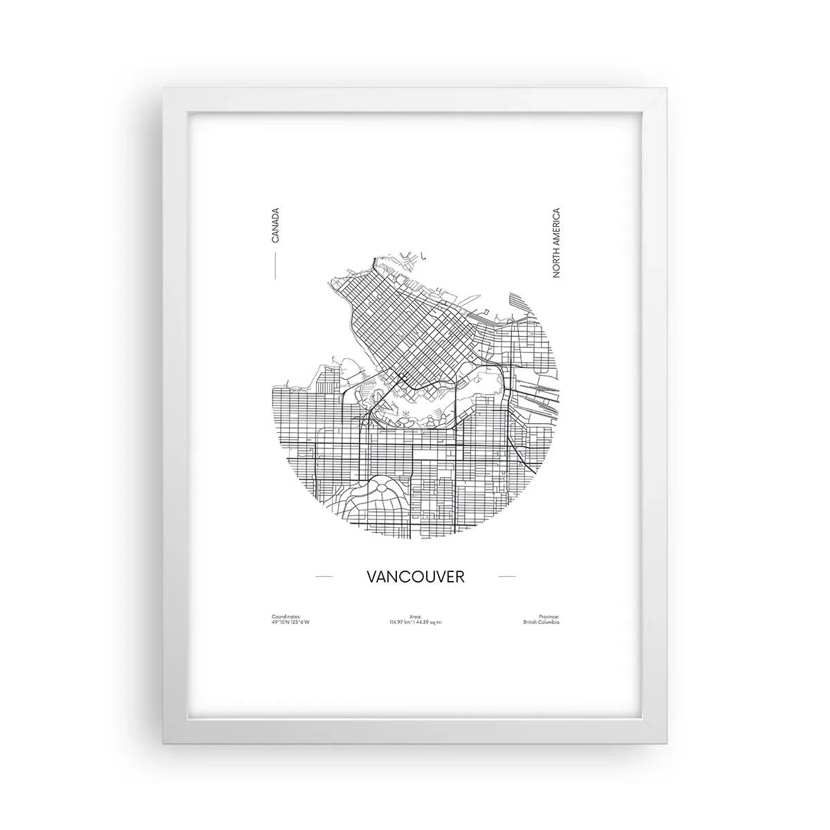 Plagát v bielom ráme - Anatómia Vancouveru - 30x40 cm