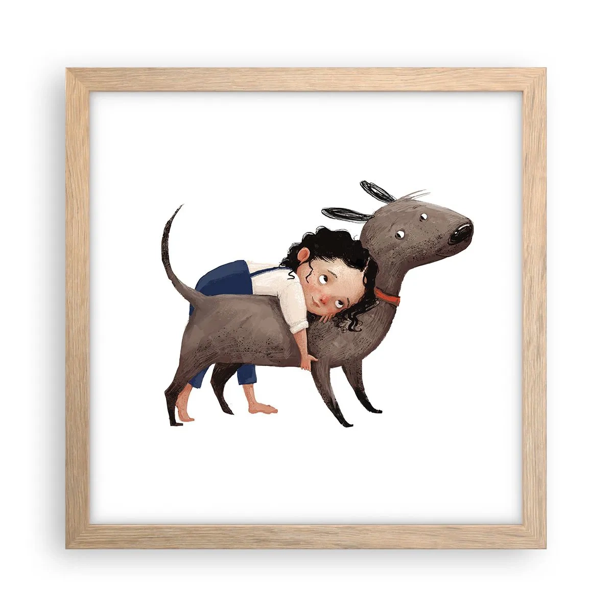 Plagát v ráme zo svetlého duba - Najlepší priatelia - 30x30 cm