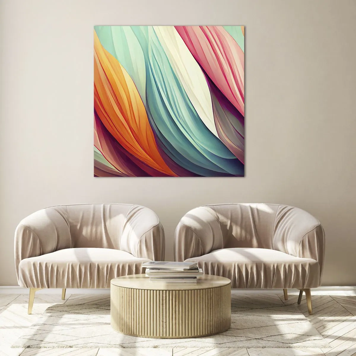 Obraz na skle - Dúhový uzol - 60x60 cm