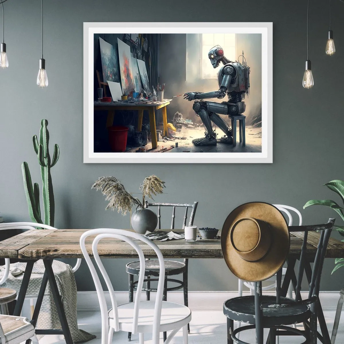 Plagát v bielom ráme - Akt stvorenia - 91x61 cm