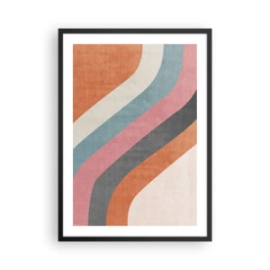 Plagát v čiernom ráme - Geometrické retro pruhy - 50x70cm - Diagonálna kompozícia – pohyb - Moderná nástenná dekorácia do obývacej izby a spálne ARTTOR