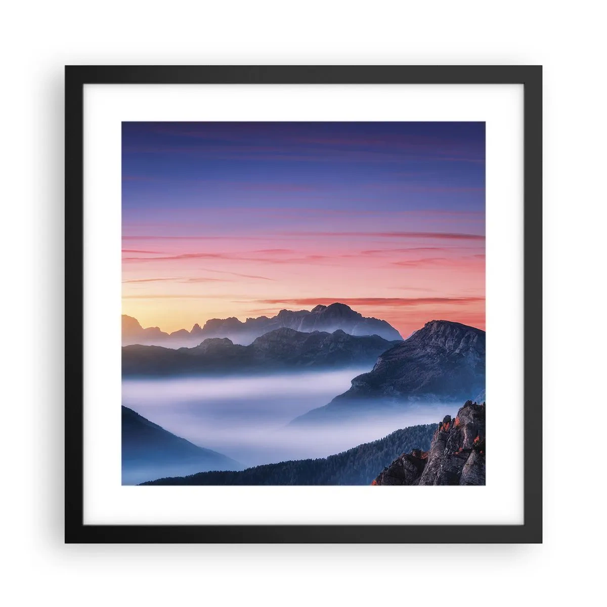 Plagát v čiernom ráme - Nad údoliami - 40x40 cm