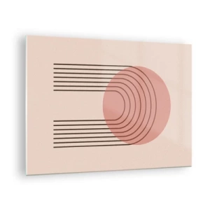 Obraz na skle - Minimalistická geometrická grafika v odtieňoch béžovej - 70x50cm - Neodolateľná príťažlivosť - Moderná nástenná dekorácia do obývacej izby a spálne ARTTOR