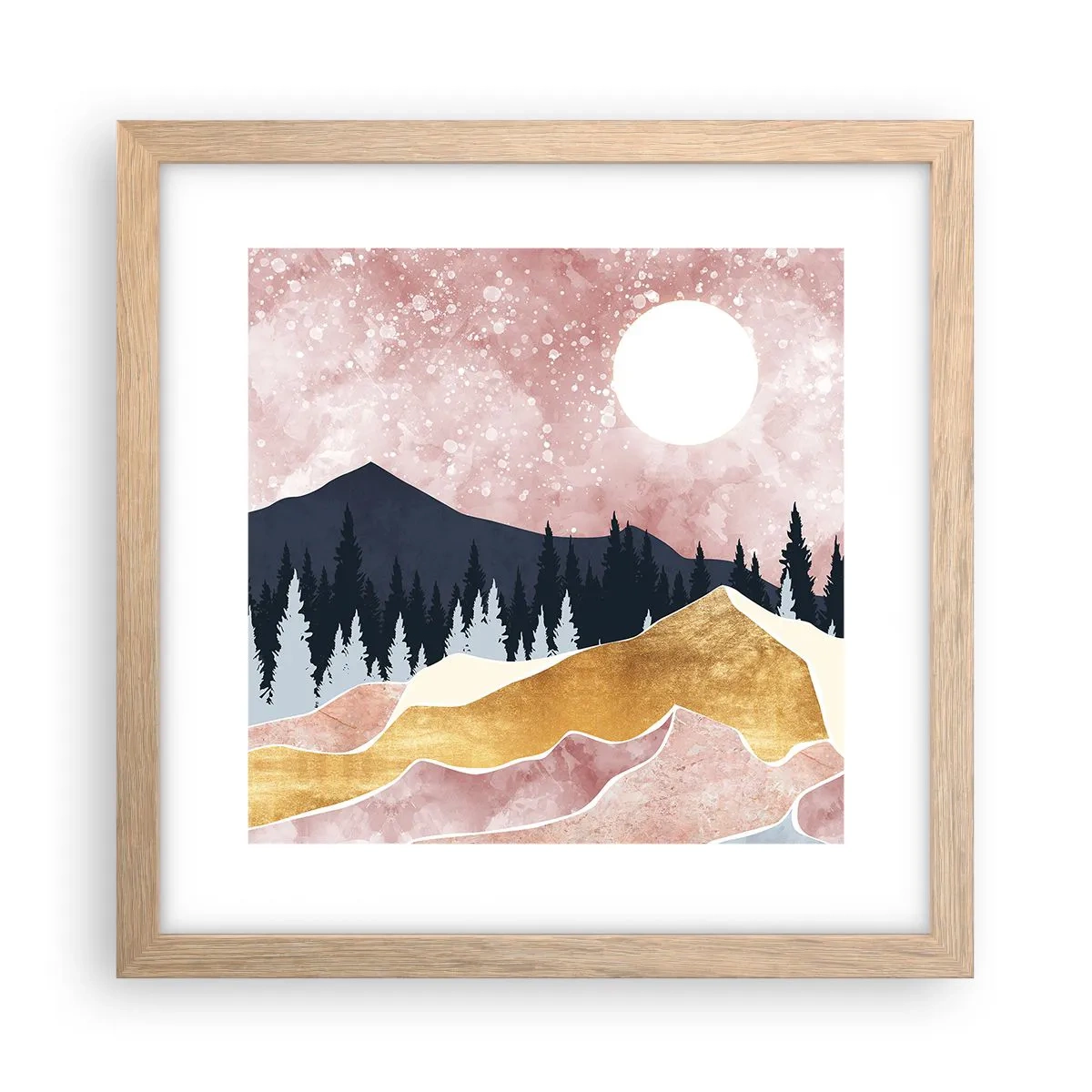 Plagát v ráme zo svetlého duba - Nočná hliadka - 30x30 cm