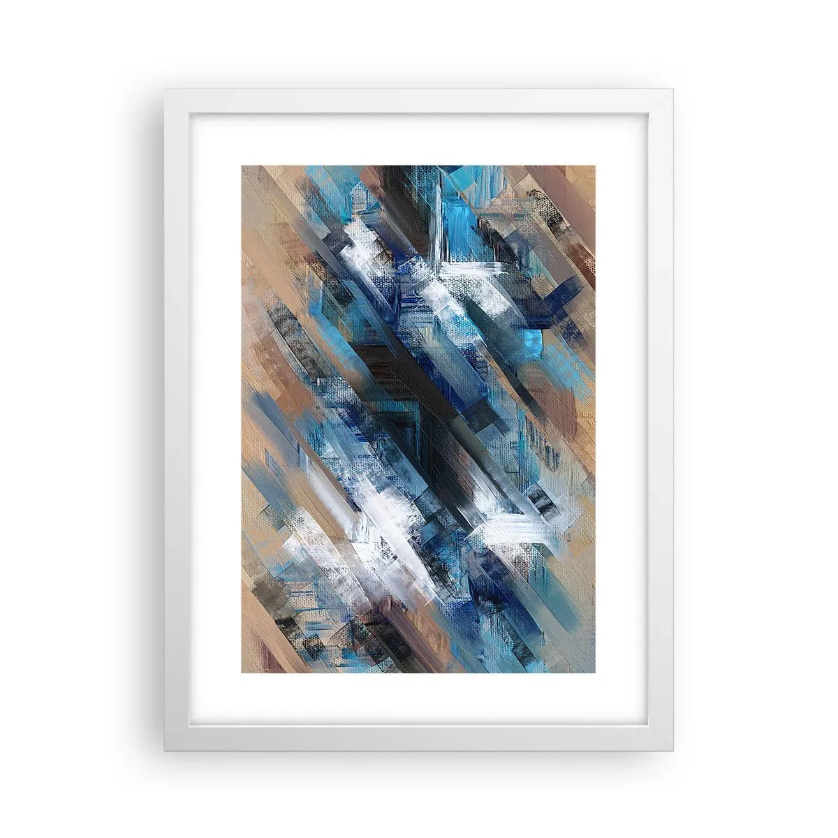 Plagát v bielom ráme - Modrá šikmosť - 30x40 cm