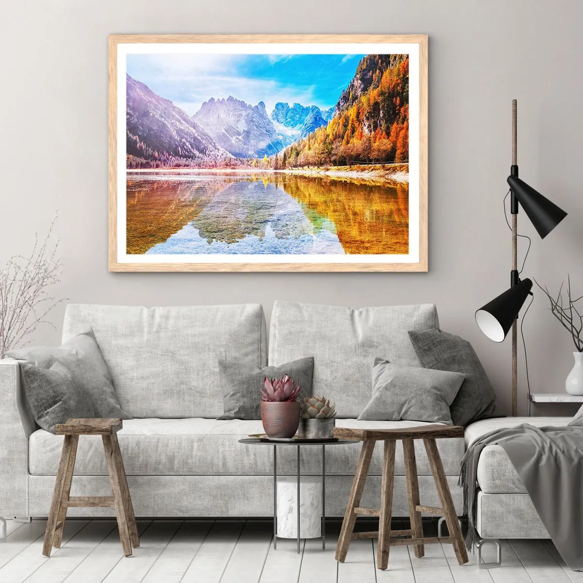 Plagát v ráme zo svetlého duba - A v horách už je jeseň - 40x30 cm