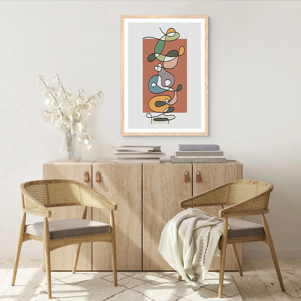 Plagát v ráme zo svetlého duba - Abstrakcia: farebné vyvádzanie - 61x91 cm