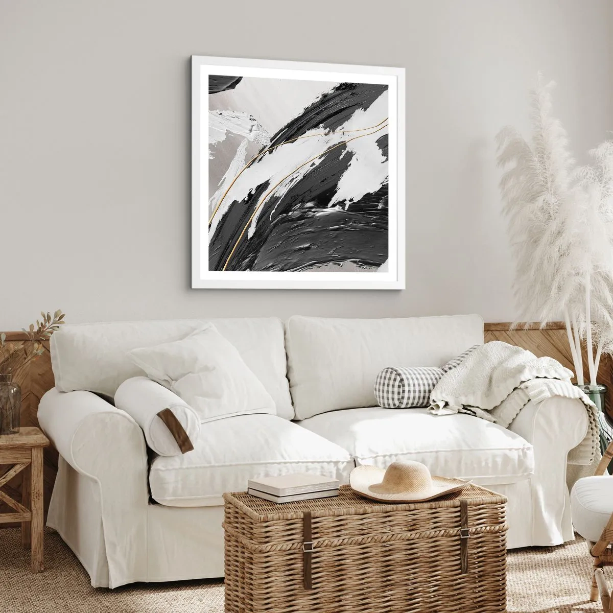 Plagát v bielom ráme - Veľkorysá abstrakcia - 40x40 cm