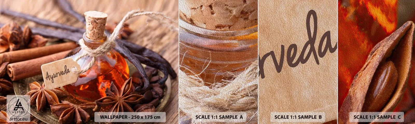Vzorka fototapety Premium Sand - K jednote tela a ducha - Škorica, Aníz, Vanilkový - 100x30 cm