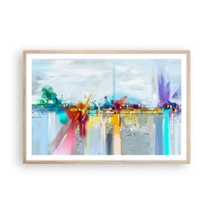 Plagát v ráme zo svetlého duba - Most radosti nad riekou života - 91x61 cm