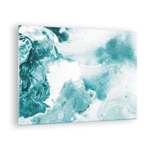 Obraz na skle - Abstraktné modré bazény na sklenenom pozadí - 70x50cm - Povodie modrej - Moderná nástenná dekorácia do obývacej izby a spálne ARTTOR