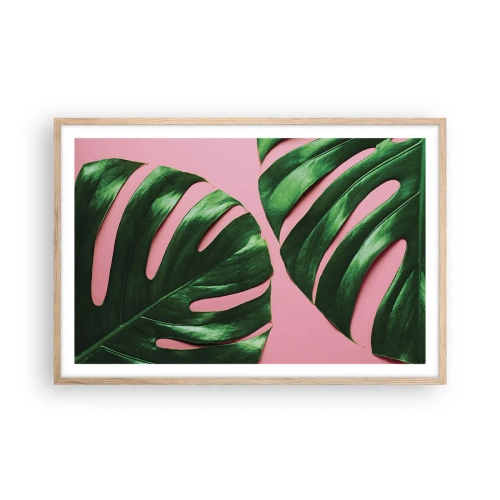 Plagát v ráme zo svetlého duba - Zelené rendez-vous - 91x61 cm