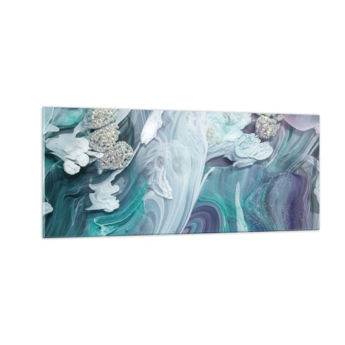 Obraz na skle - Prúdy modrej - 100x40 cm