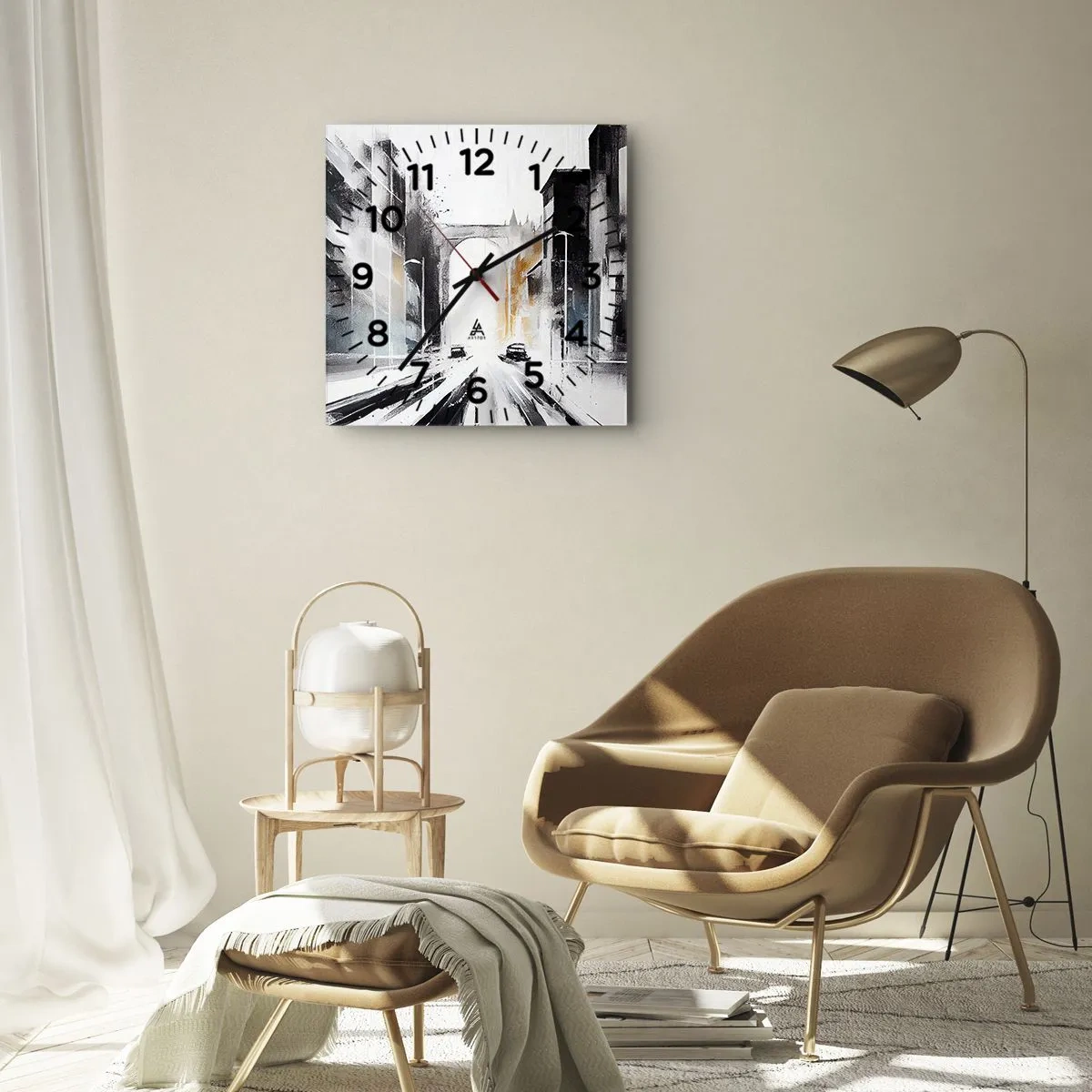 Nástenné hodiny - Štúdia mesta: architektúra a pohyb - 40x40 cm