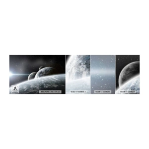 Vzorka samolepiacej fototapety Deluxe Sticker - Vesmírna hudba sfér - Astronómia, Kozmos, Galaxia - 100x30 cm