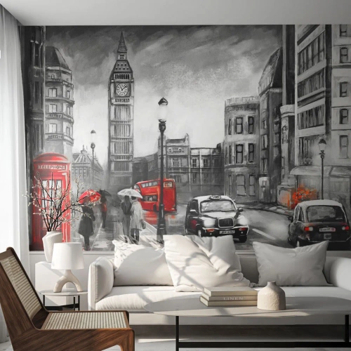 Samolepiaca Fototapeta Deluxe Sticker - Vôbec nie šedé mesto - Londýn, Mesto, Architektúra - 300x210 cm