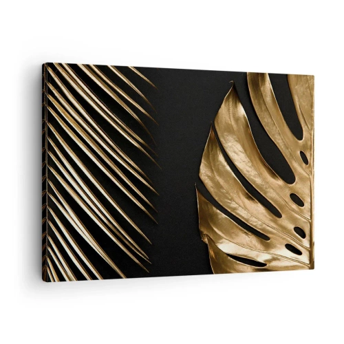 Obraz na plátne - Zlaté listy na čiernom pozadí - 70x50cm - Iné ale rovnako drahé - Moderná nástenná dekorácia do obývacej izby a spálne ARTTOR