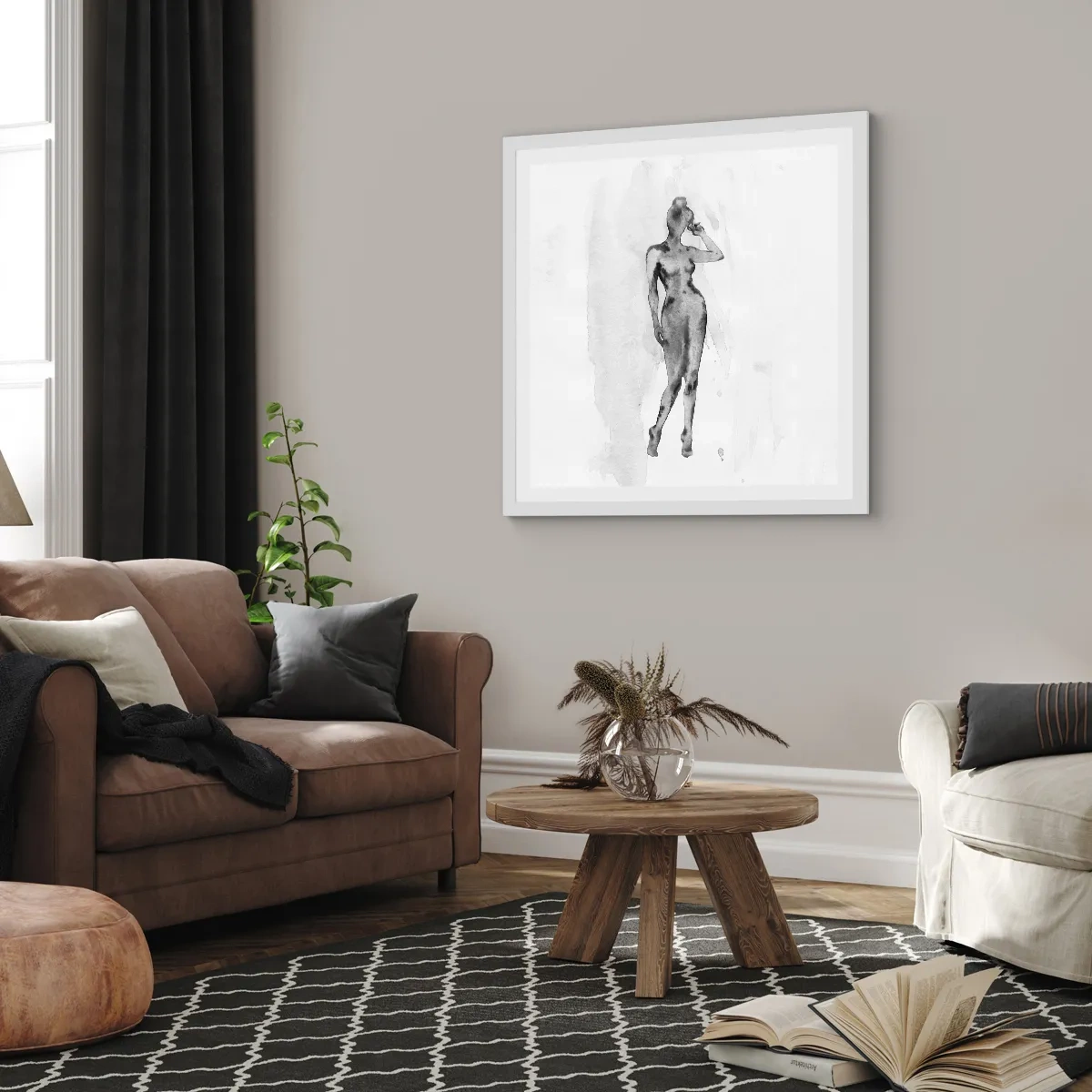 Plagát v bielom ráme - Štúdia o ideáli ženskosti - 30x30 cm