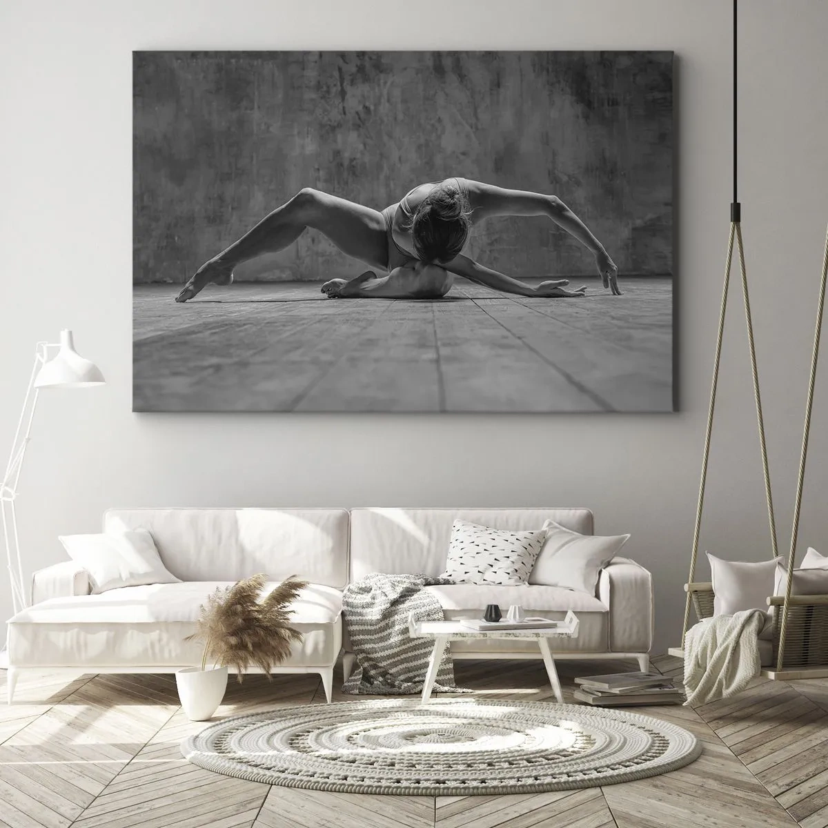 Obraz na plátne - Tanečník v umeleckej póze - 70x50cm - Nájdená symetria - Moderná nástenná dekorácia do obývacej izby a spálne ARTTOR