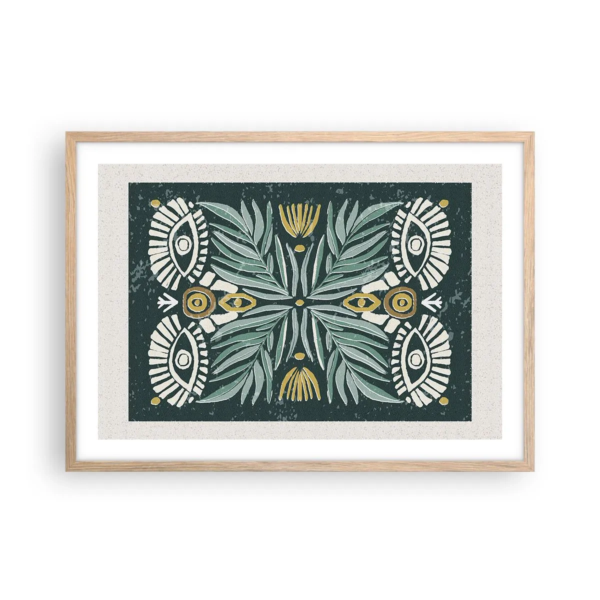 Plagát v ráme zo svetlého duba - Ako ľudová vystrihovačka - 70x50 cm