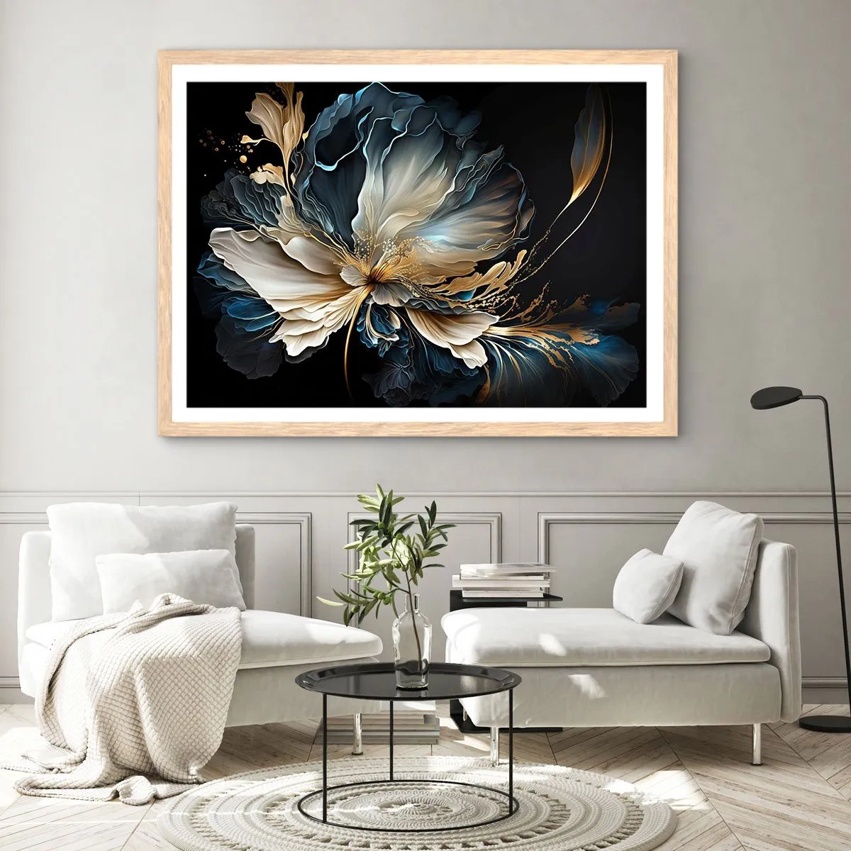 Plagát v ráme zo svetlého duba - Rozprávkový kvet papradia - 91x61 cm