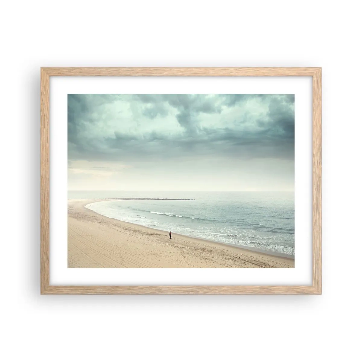 Plagát v ráme zo svetlého duba - Hľadám pokoj - 50x40 cm