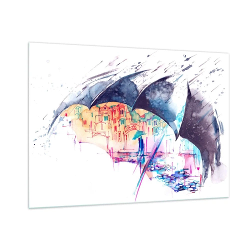 Obraz na skle - Prechádzka v daždi - 100x70 cm