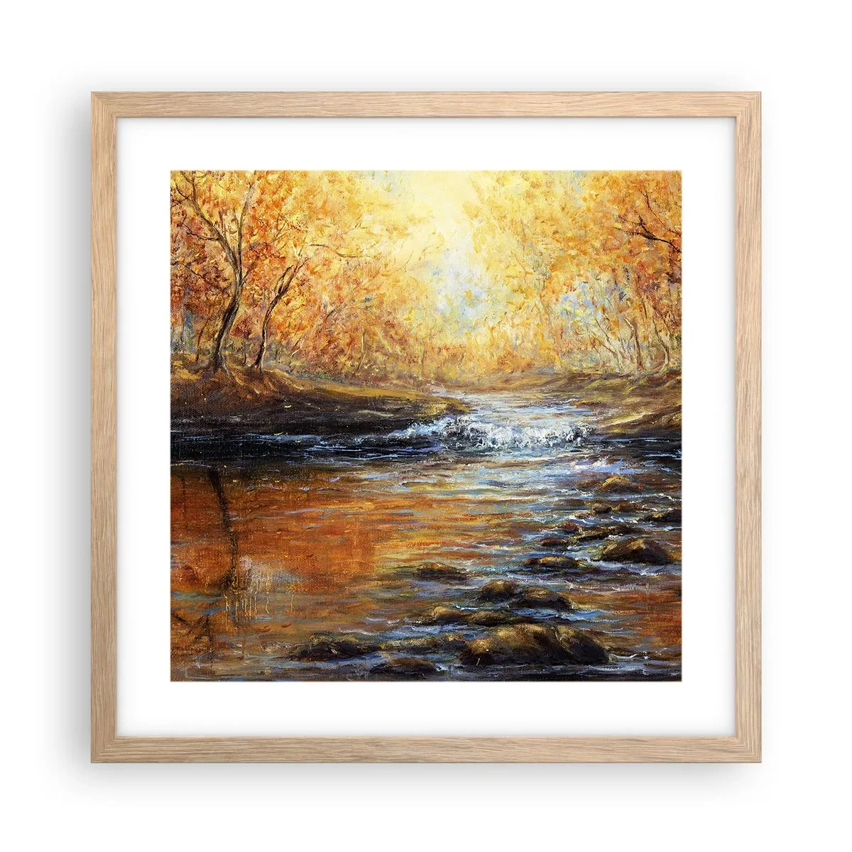 Plagát v ráme zo svetlého duba - Zlatý potok - 40x40 cm