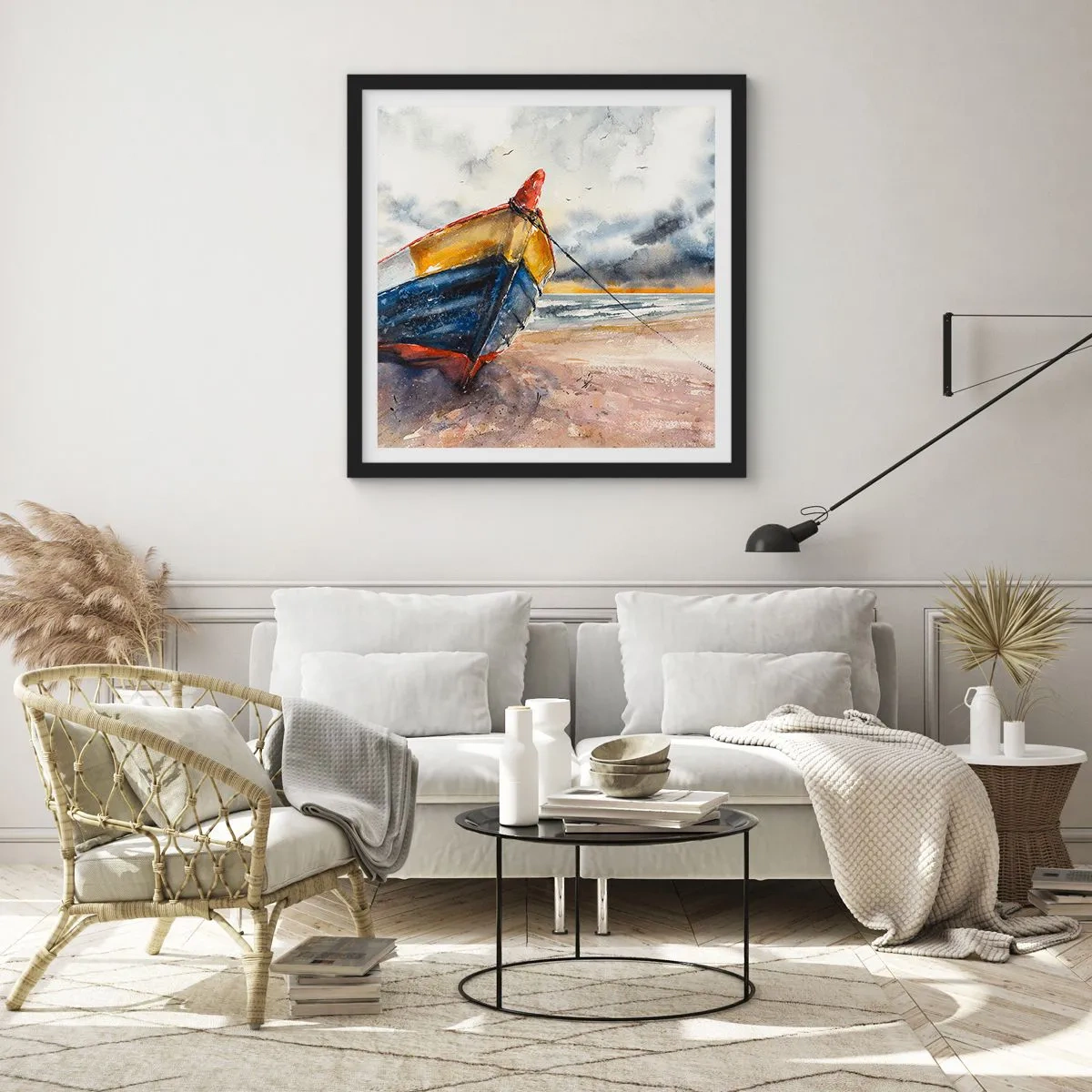 Plagát v čiernom ráme - Odpočinok na brehu - 50x50 cm