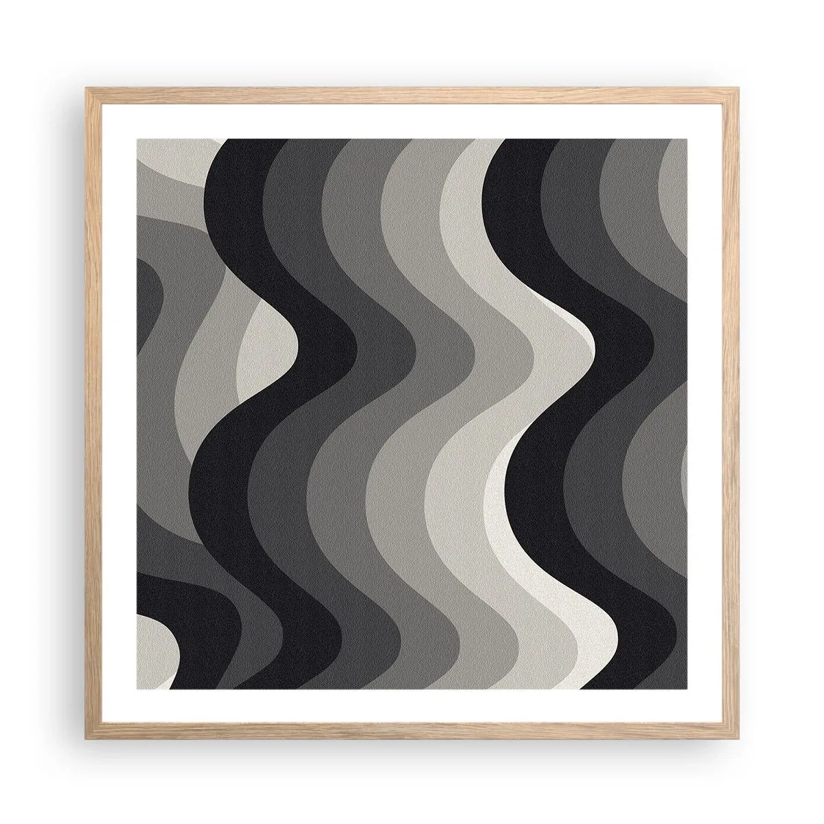 Plagát v ráme zo svetlého duba - Vlna za vlnou - 60x60 cm