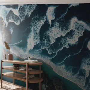 Fototapeta Premium Canvas - Zahalené do vĺn - Cliff, More, Príroda - 350x256 cm