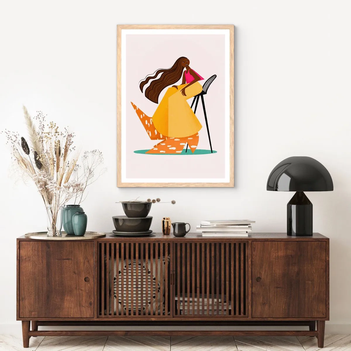 Plagát v ráme zo svetlého duba - Móda je tiež zábava - 50x70 cm