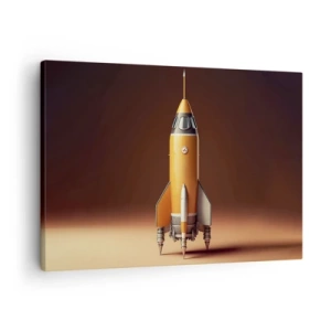 Obraz na plátne - Raketa v retro štýle na pozadí hnedých tónov - 70x50cm - Začína to snom - Moderná nástenná dekorácia do obývacej izby a spálne ARTTOR