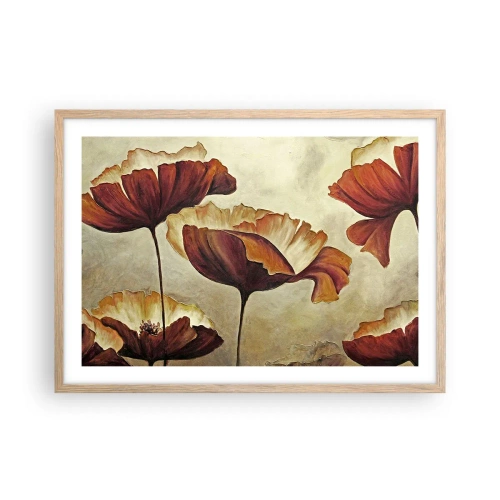 Plagát v ráme zo svetlého duba - Lán lúky - 70x50 cm