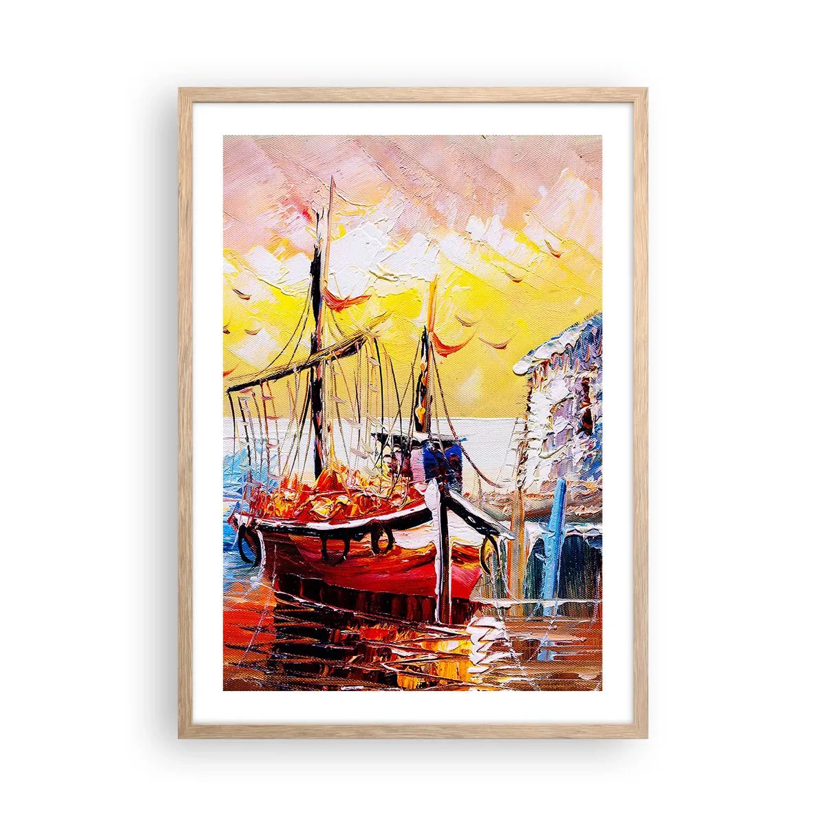 Plagát v ráme zo svetlého duba - Šťastný návrat - 50x70 cm