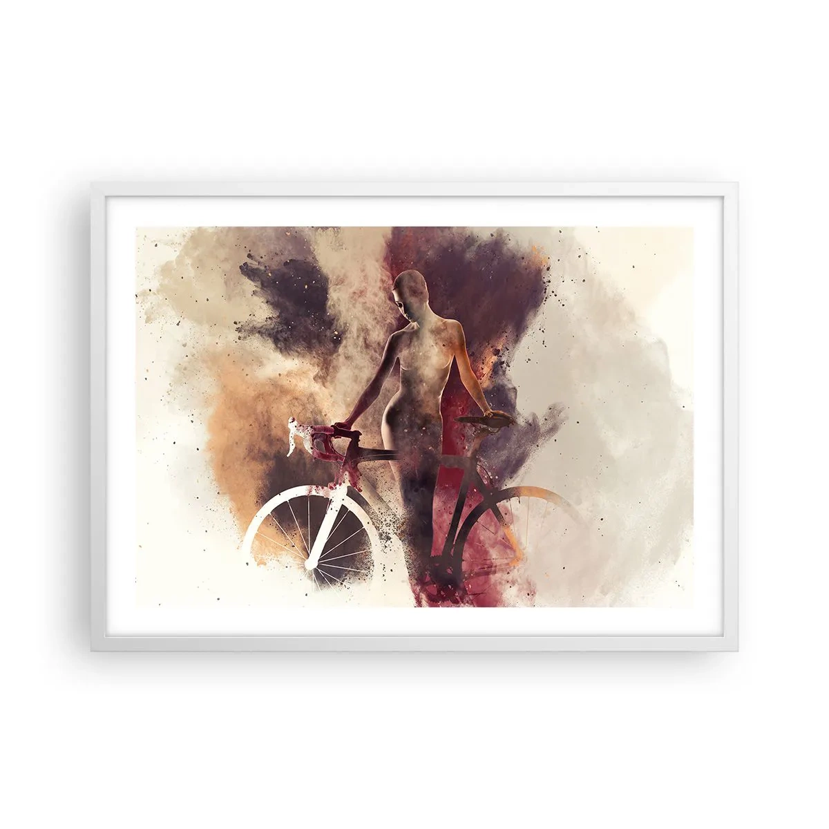 Plagát v bielom ráme - Cyklistická duša v mramorových tvaroch - 70x50 cm