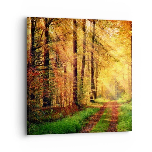 Obraz na plátne - Lesno-zlaté ticho - 30x30 cm