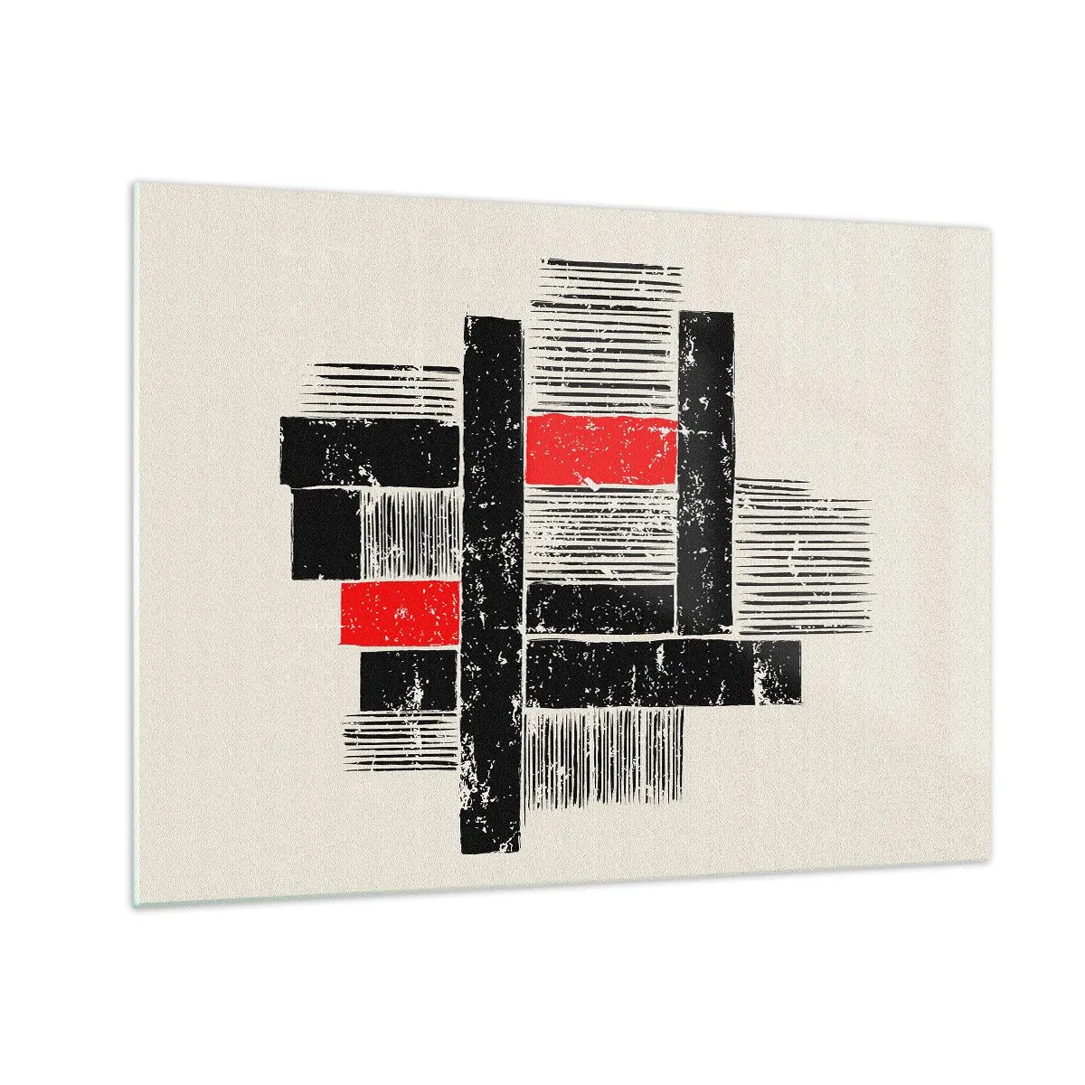 Obraz na skle - Abstraktné pruhy v čiernej a červenej farbe - 70x50cm - Červené a čierne - Moderná nástenná dekorácia do obývacej izby a spálne ARTTOR