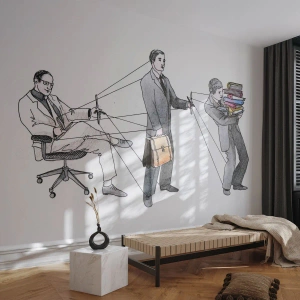 Fototapeta Standard Eco - Hierarchia moci v satirickej ilustrácii - 100x70cm - Každý má svojho pána - Moderná nástenná dekorácia do obývacej izby a spálne ARTTOR