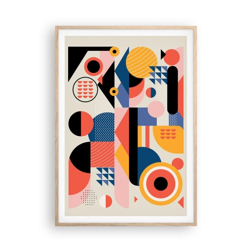 Plagát v ráme zo svetlého duba - Kompozícia: poďme sa hrať - 70x100 cm