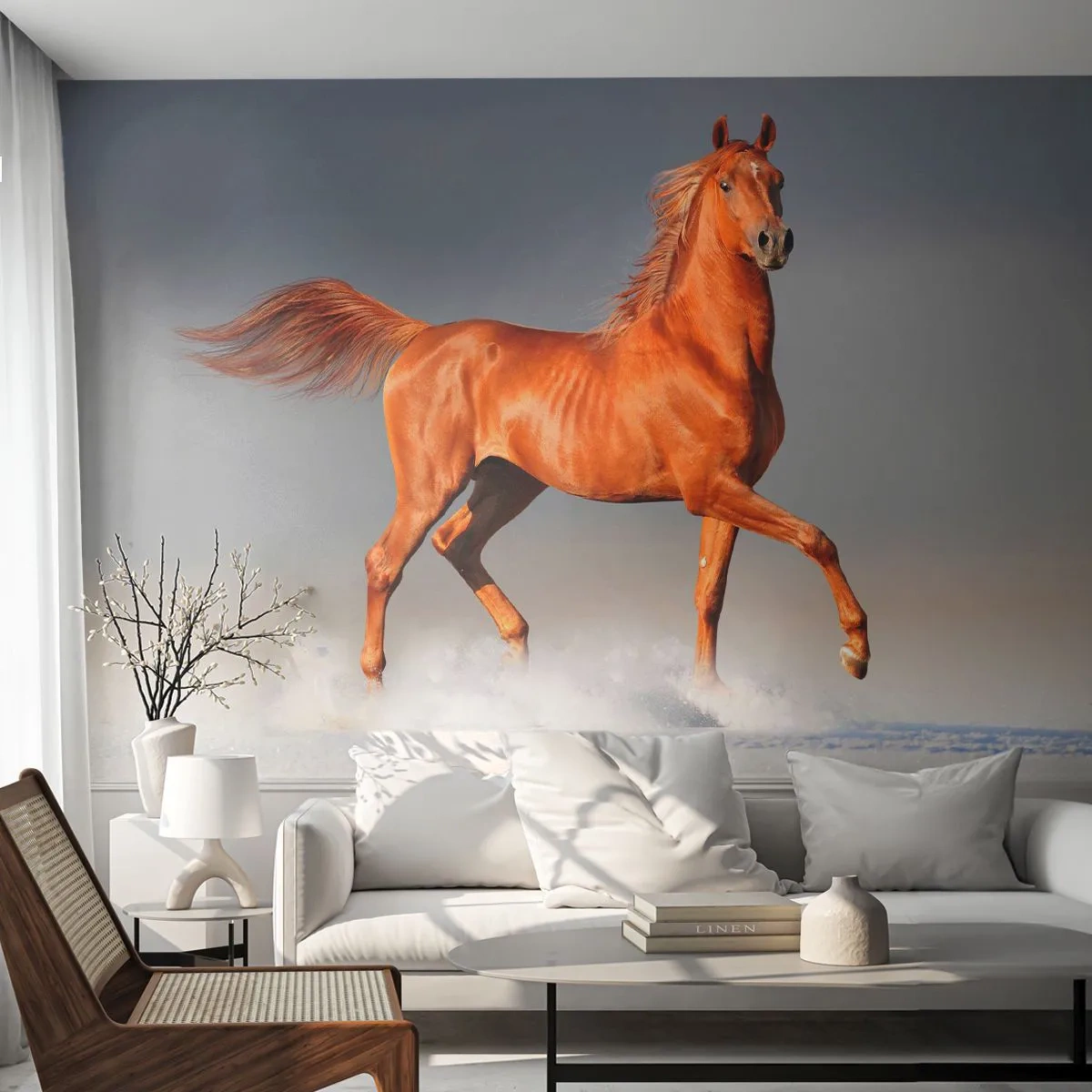 Samolepiaca Fototapeta Deluxe Sticker - Tancujúca elegancia - Zvieratá, Kôň, Príroda - 250x175 cm