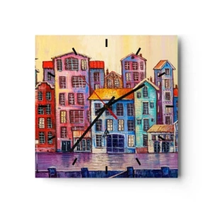 Nástenné hodiny - Mesto ako z rozprávky - 30x30 cm