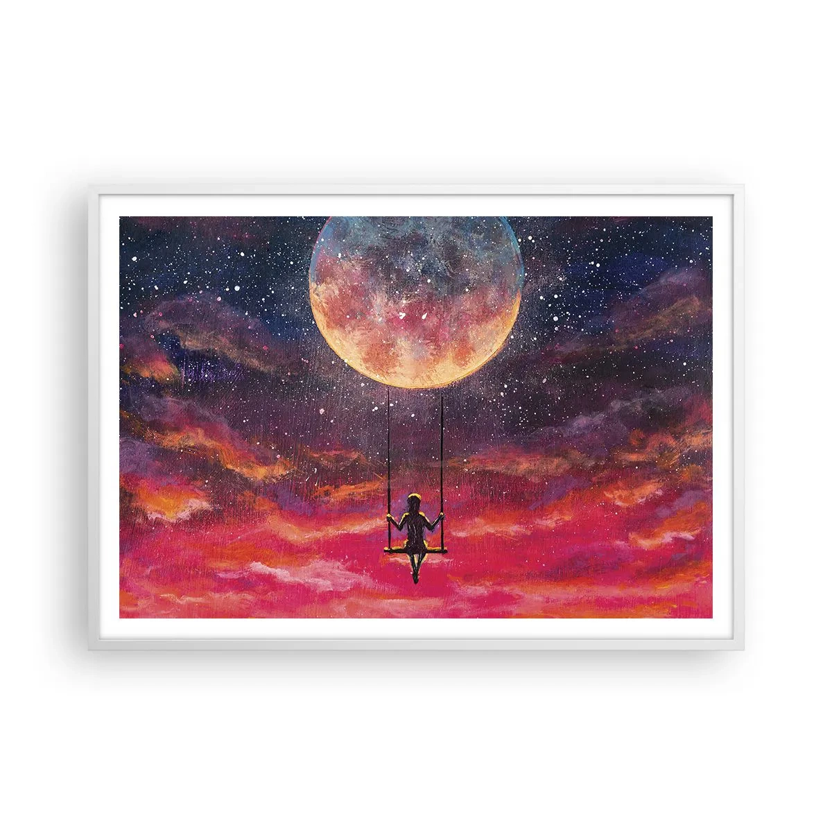 Plagát v bielom ráme - Stavať si vzdušné zámky - 100x70 cm