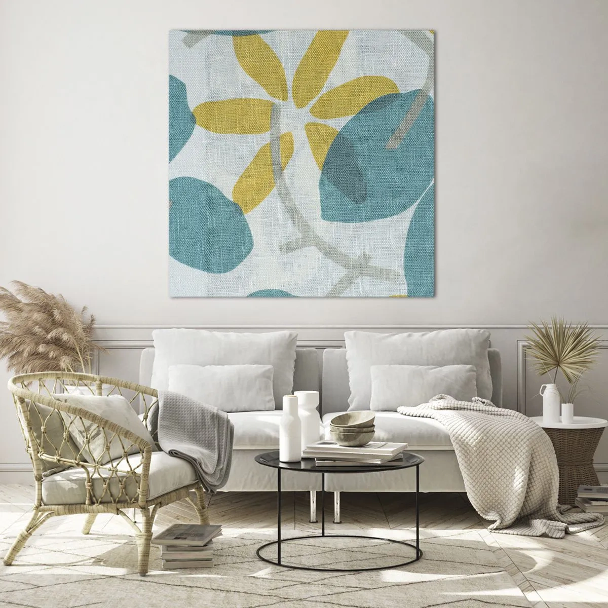 Obraz na skle - Medzi azúrovými listami - 40x40 cm