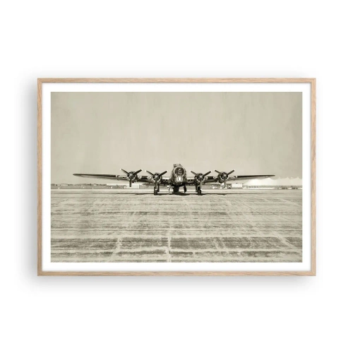 Plagát v ráme zo svetlého duba - Ako vždy pripravený - 100x70 cm