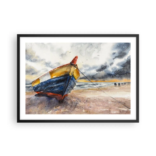 Plagát v čiernom ráme - Odpočinok na brehu - 70x50 cm