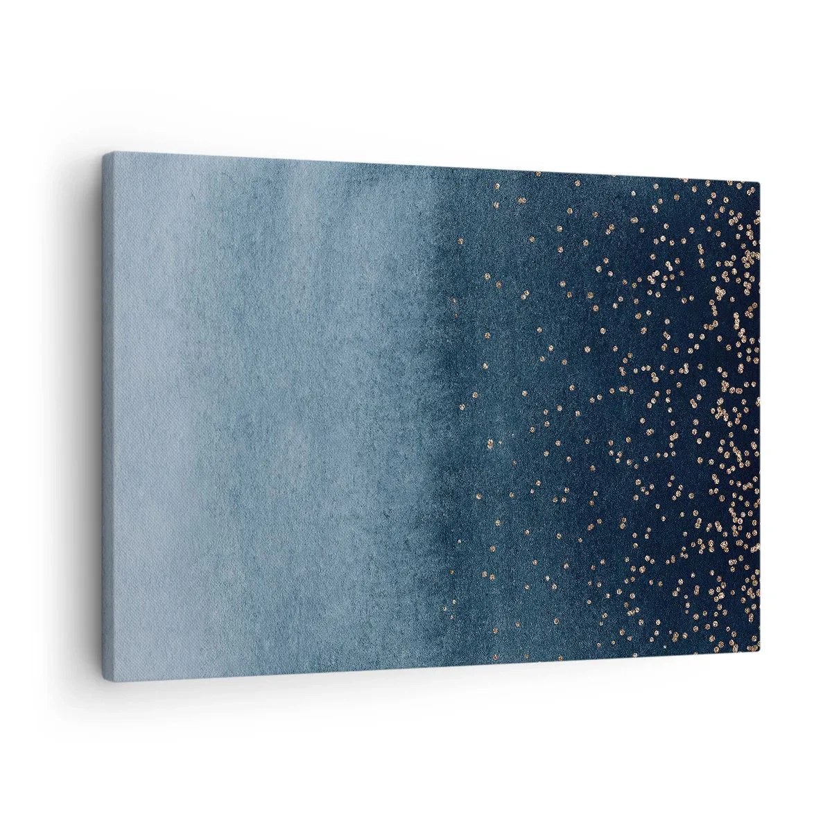 Obraz na plátne - Modré prechody s jemnými zlatými akcentmi - 70x50cm - Kompozícia – modrej fázy - Moderná nástenná dekorácia do obývacej izby a spálne ARTTOR